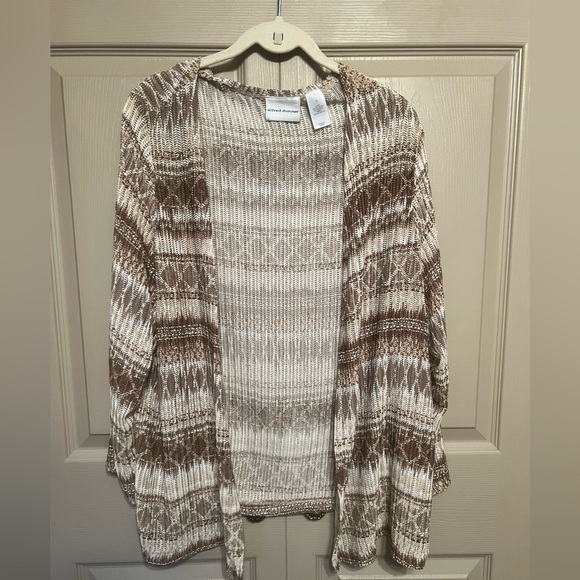 Alfred Dunner Sweaters - Alfred Dunner Brown and Cream Women's Cardigan
